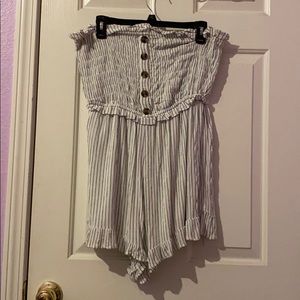 White striped romper with buttons